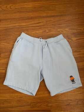 Polo by Ralph Lauren Light Blue Bear Embroidered Sweat Shorts